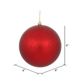 4 Inch Christmas Ornament Ball, Red Matte Mercury Finish, Shatterproof Plastic, Holiday Christmas Tree Decoration, 6 Pack